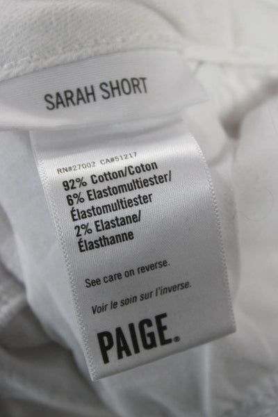Paige Unisex White Button Front Cotton Blend Beach Shorts Size 28