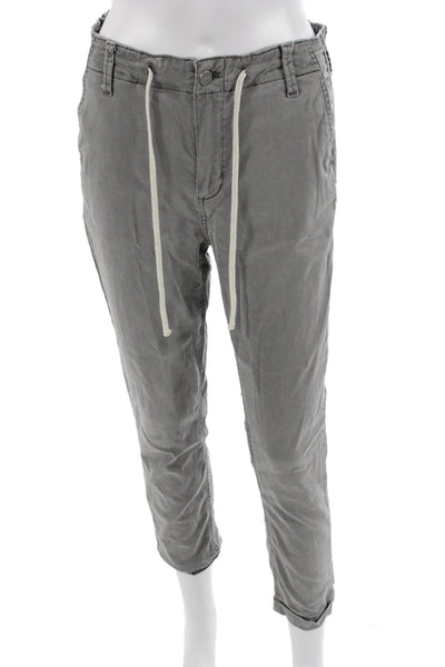 Paige Unisex Gray Ankle Cropped Jogger Pants 98% Lyocell Size 27