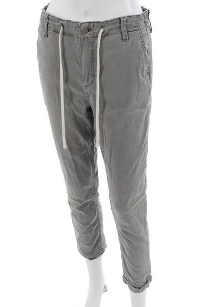 Paige Unisex Gray Ankle Cropped Jogger Pants 98% Lyocell Size 27