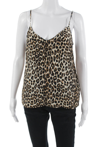 Equipment Femme Womens Camisole Beige Leopard Silk V-Neck Sleeveless Size S