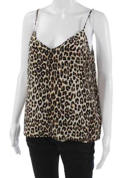 Equipment Femme Womens Camisole Beige Leopard Silk V-Neck Sleeveless Size S