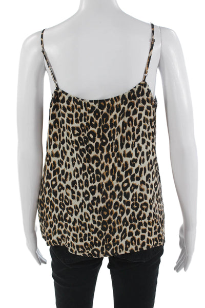Equipment Femme Womens Camisole Beige Leopard Silk V-Neck Sleeveless Size S