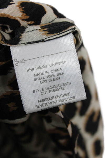 Equipment Femme Womens Camisole Beige Leopard Silk V-Neck Sleeveless Size S