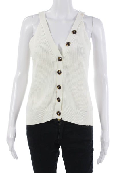 Cotton By Autumn Cashmere Womens White Cotton V-Neck Button Up Camisole Size M