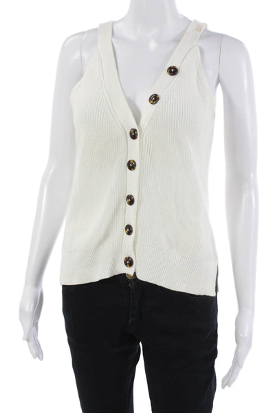 Cotton By Autumn Cashmere Womens White Cotton V-Neck Button Up Camisole Size M
