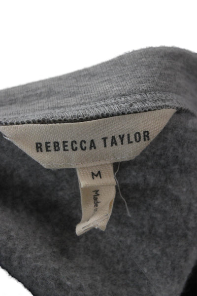 Rebecca Taylor Women Jersey 3/4 Sleeve Crew Neck Gray Top Size M