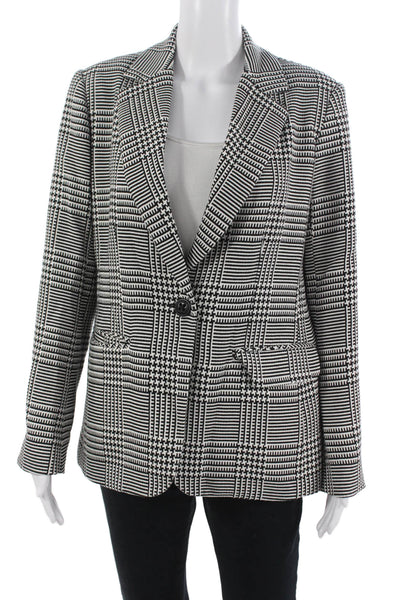 Trina Turk Women Blazer Black Check Collared Button Long Sleeve Size 6