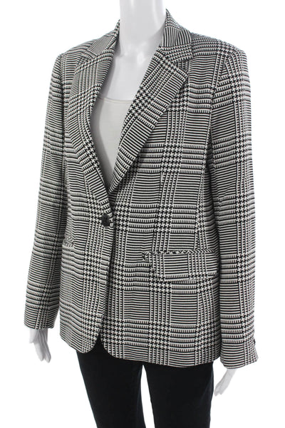Trina Turk Women Blazer Black Check Collared Button Long Sleeve Size 6