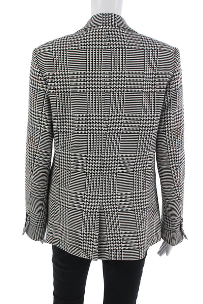 Trina Turk Women Blazer Black Check Collared Button Long Sleeve Size 6