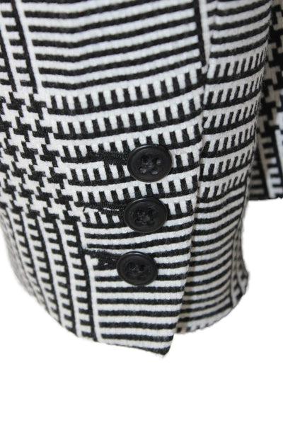 Trina Turk Women Blazer Black Check Collared Button Long Sleeve Size 6