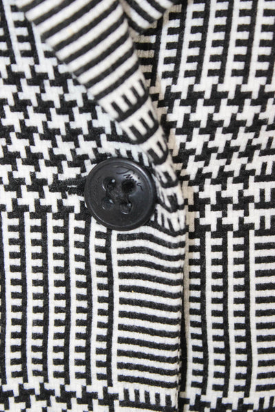 Trina Turk Women Blazer Black Check Collared Button Long Sleeve Size 6