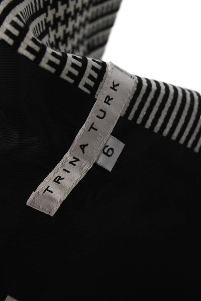 Trina Turk Women Blazer Black Check Collared Button Long Sleeve Size 6