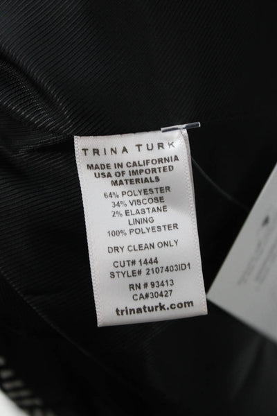Trina Turk Women Blazer Black Check Collared Button Long Sleeve Size 6