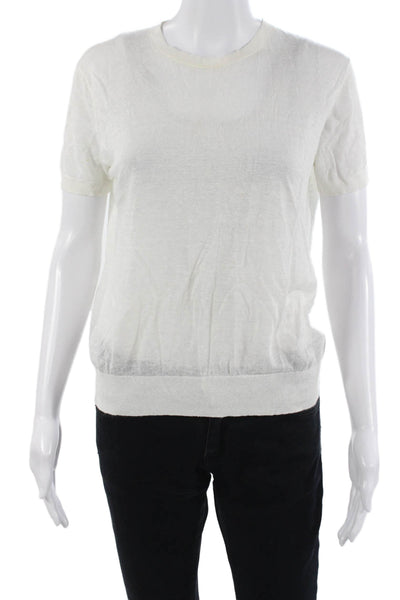 Theory Womens Basic White Short Sleeve Crew Neck T-Shirt Size S