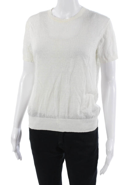 Theory Womens Basic White Short Sleeve Crew Neck T-Shirt Size S