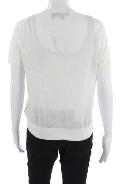 Theory Womens Basic White Short Sleeve Crew Neck T-Shirt Size S