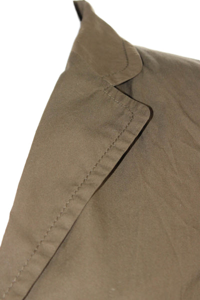 Rene Lezard Womens Brown Army Blazer Collared Button Long Sleeve Size 36