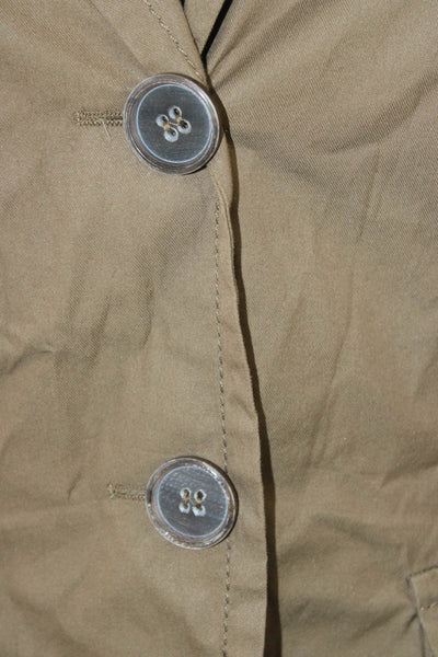 Rene Lezard Womens Brown Army Blazer Collared Button Long Sleeve Size 36