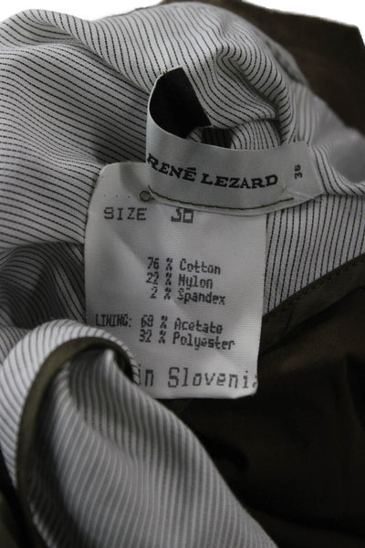 Rene Lezard Womens Brown Army Blazer Collared Button Long Sleeve Size 36