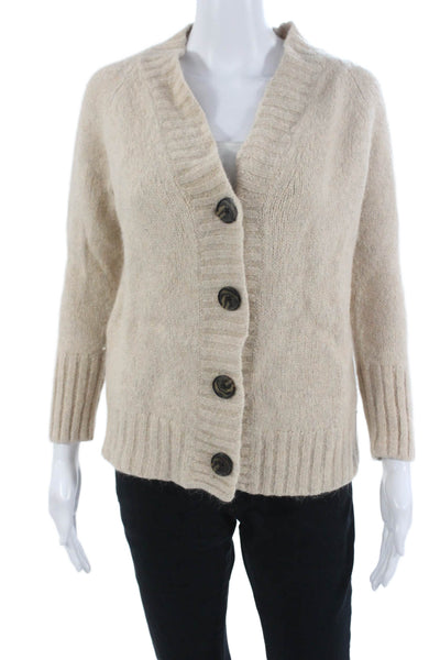 Madewell Unisex Cardigan Beige V-Neck Button Alpaca Blend Size XS