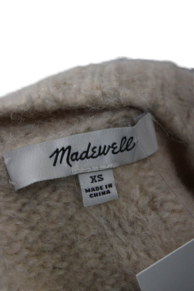 Madewell Unisex Cardigan Beige V-Neck Button Alpaca Blend Size XS