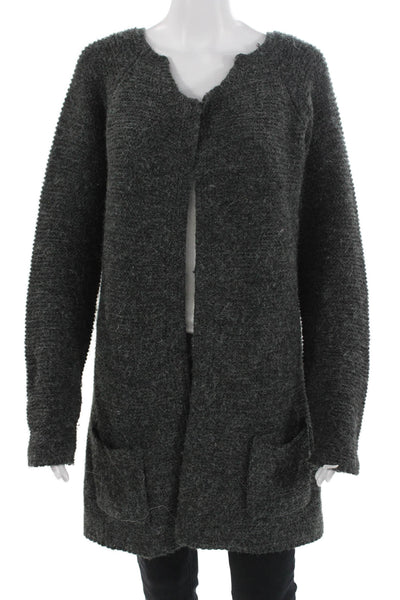 Sioni Women Dark Gray Cashmere Blend Coatigan Long Sleeve Size S