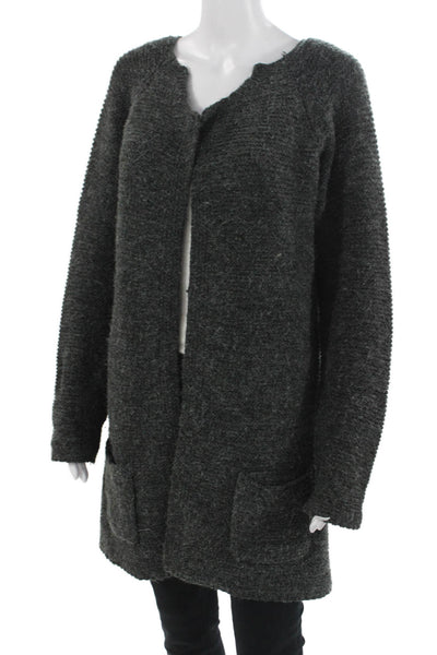 Sioni Women Dark Gray Cashmere Blend Coatigan Long Sleeve Size S