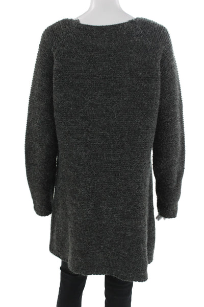 Sioni Women Dark Gray Cashmere Blend Coatigan Long Sleeve Size S