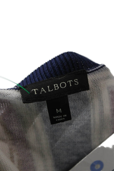 Talbots Unisex Cardigan Multi-Color Graphic Print Button Long Sleeve Size M