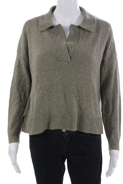 Madewell Unisex Collared Pullover Merino Wool Blend Army Green Sweater Size XS