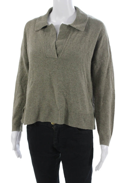 Madewell Unisex Collared Pullover Merino Wool Blend Army Green Sweater Size XS