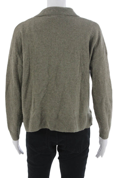 Madewell Unisex Collared Pullover Merino Wool Blend Army Green Sweater Size XS