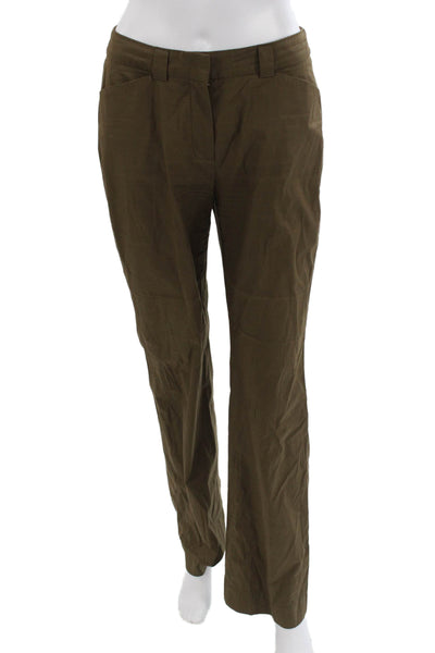 Rene Lezard Unisex Chino Pants Solid Brown Button Cotton Nylon Spandex Size 36