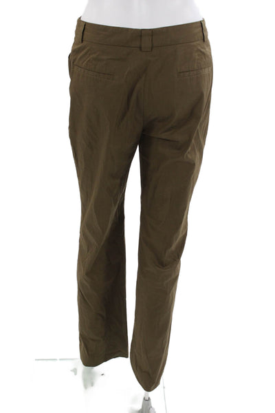 Rene Lezard Unisex Chino Pants Solid Brown Button Cotton Nylon Spandex Size 36