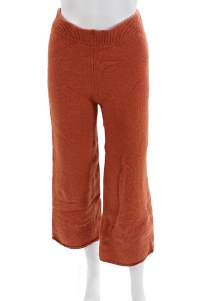 NSF Womens Cropped Sweatpants Orange Wool Blend Solid Bohemian Size S