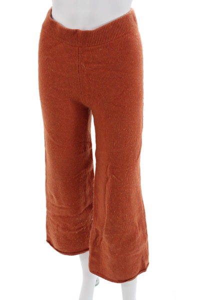 NSF Womens Cropped Sweatpants Orange Wool Blend Solid Bohemian Size S