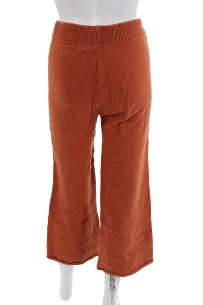 NSF Womens Cropped Sweatpants Orange Wool Blend Solid Bohemian Size S