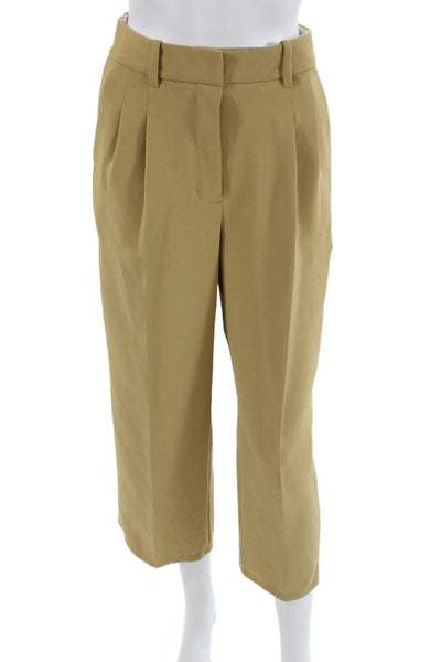 Wilfred Women Cropped Dress Pants Tan Solid Polyester Button Size 2