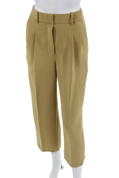 Wilfred Women Cropped Dress Pants Tan Solid Polyester Button Size 2