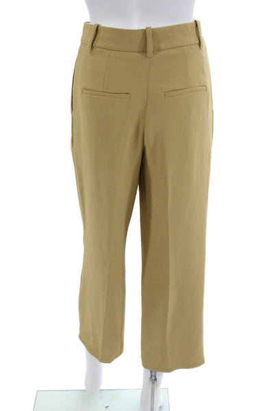 Wilfred Women Cropped Dress Pants Tan Solid Polyester Button Size 2