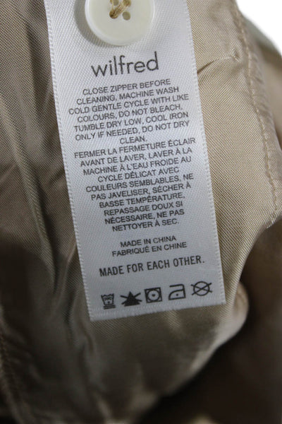Wilfred Women Cropped Dress Pants Tan Solid Polyester Button Size 2