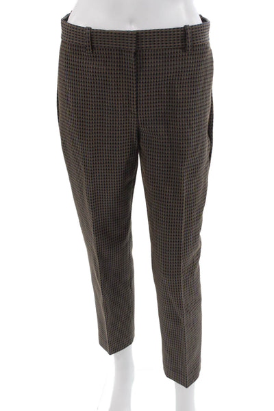 Theory Unisex Ankle Dress Pants Brown Geometric Designer Size 4
