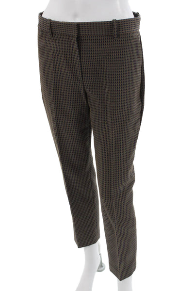 Theory Unisex Ankle Dress Pants Brown Geometric Designer Size 4