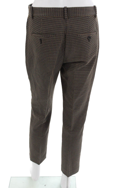 Theory Unisex Ankle Dress Pants Brown Geometric Designer Size 4