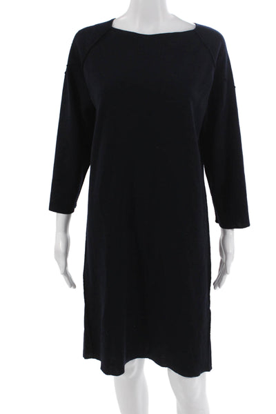 Gerard Darel Women Shift Sweater Dress Black Merino Wool 3/4 Sleeve Size 2