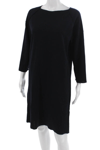 Gerard Darel Women Shift Sweater Dress Black Merino Wool 3/4 Sleeve Size 2