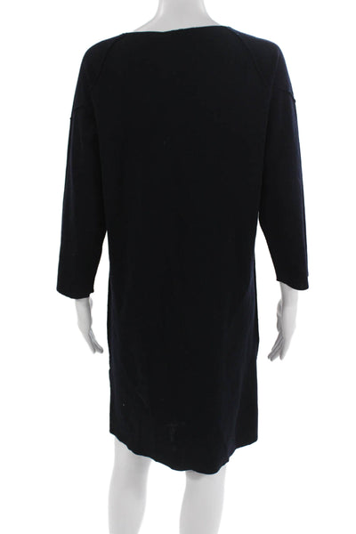 Gerard Darel Women Shift Sweater Dress Black Merino Wool 3/4 Sleeve Size 2