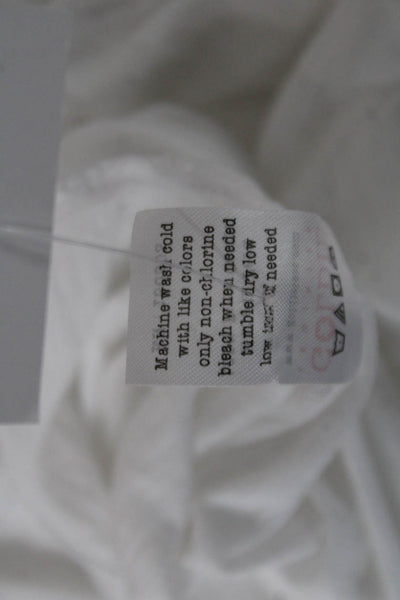 Goldie Women Basic T-Shirt White Pima Cotton Crew Neck Long Sleeve Size M