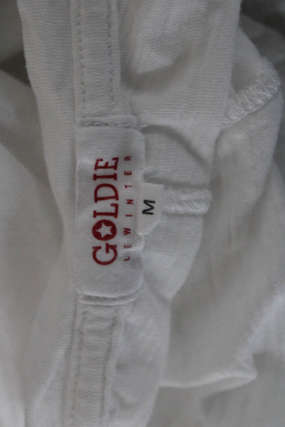 Goldie Women Basic T-Shirt White Pima Cotton Crew Neck Long Sleeve Size M