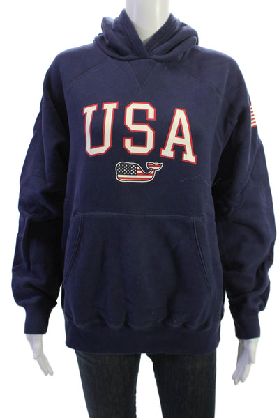 Vineyard Vines Unisex Pullover Hoodie Dark Blue Cotton Graphic Size S